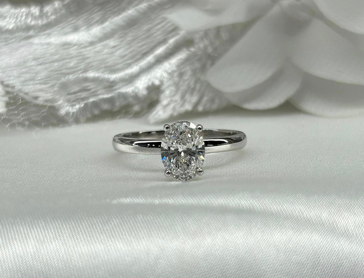 $999.00 1.18ct Oval LG Diamond Solitaire Eng Ring 14KW