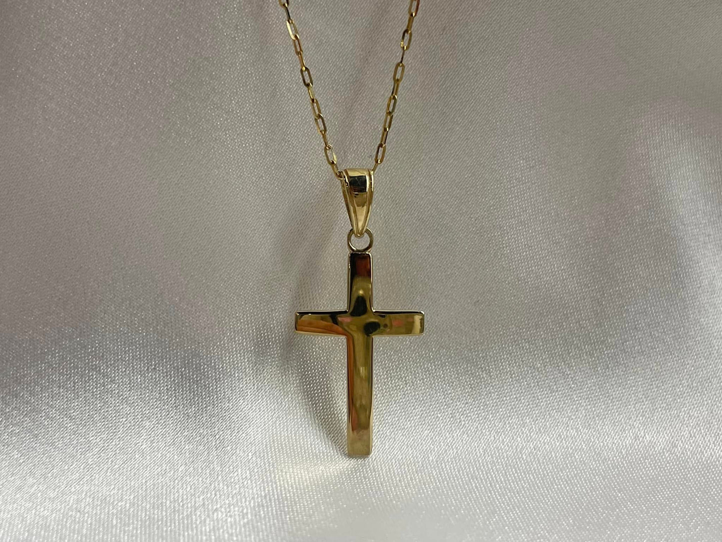 10KY Gold Cross Pendant - 14KY Gold 16" Chain