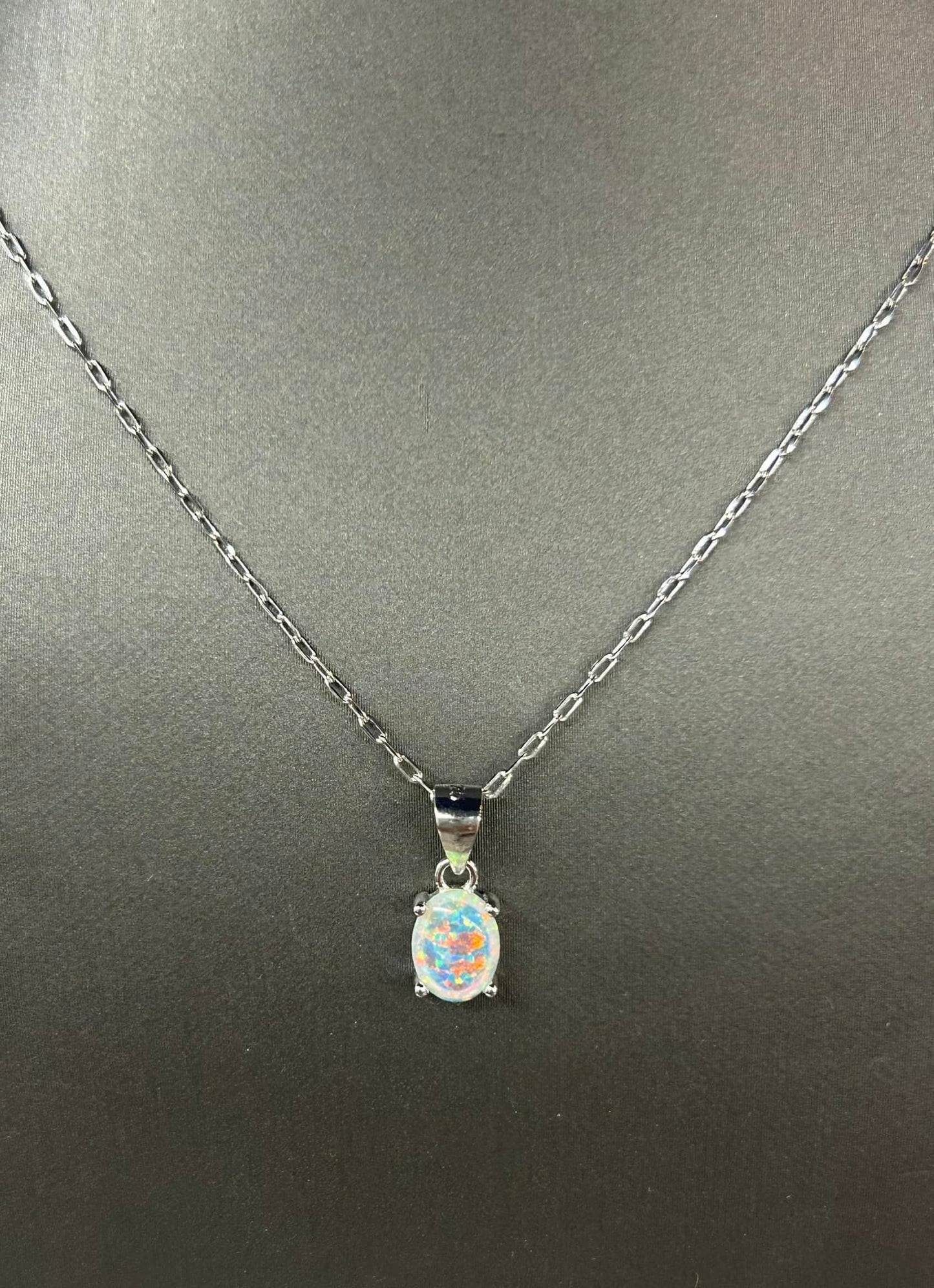 Sterling silver opal necklace