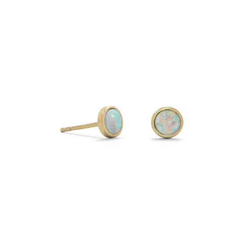 Gold Plated Synthetic White Opal Studs