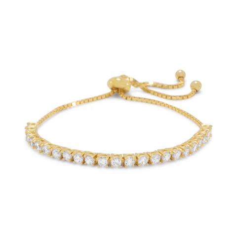 $Gold Plated CZ Bolo bracelet